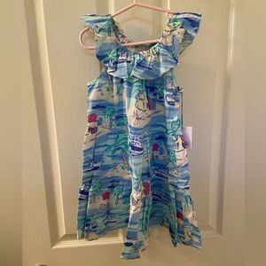 Vineyard Vines for Target Island Scene Sleeveless Scoop Neck Ruffle Dress XS 4-5
